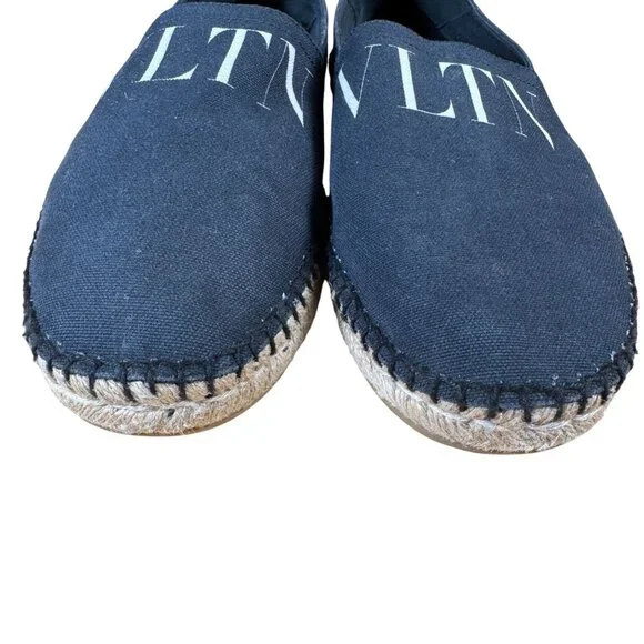 Valentino Garavani Black Canvas VLTN Logo Espadrilles Men's EU Size 44